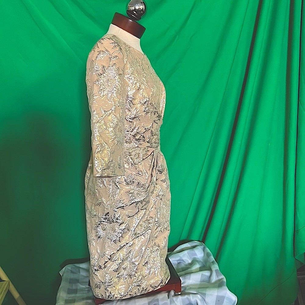 Retro gold lamé floral dress.